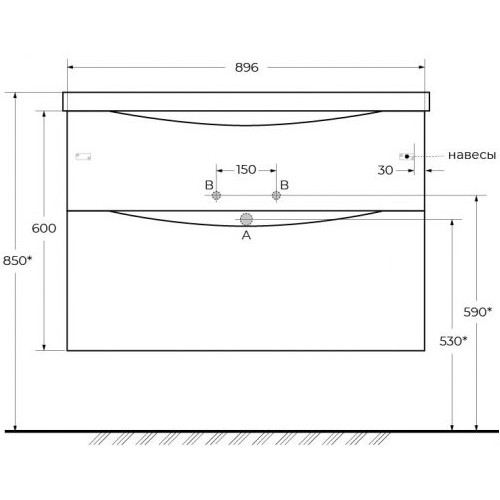 BelBagno Тумба с раковиной Marino-H60 90 подвесная Rovere Moro