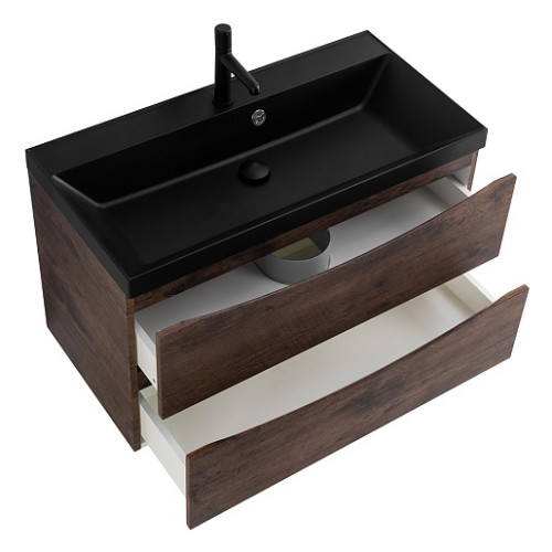BelBagno Тумба с раковиной Marino 80 подвесная Rovere Moro с раковиной 80/45 AST-NERO