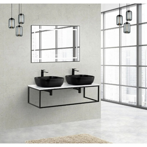 BelBagno Консоль с раковиной Etna-Kraft 140 чёрная матовая столешница EK-140-2-BL