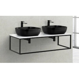 BelBagno Консоль с раковиной Etna-Kraft 140 чёрная матовая столешница EK-140-2-BL