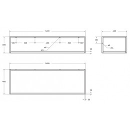BelBagno Консоль с раковиной Etna-Kraft 140 чёрная матовая столешница EK-140-2-BL