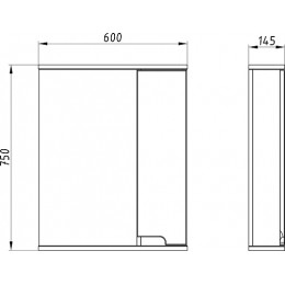 ASB-Mebel Зеркальный шкаф Вита 60 R белый/дуб золотой