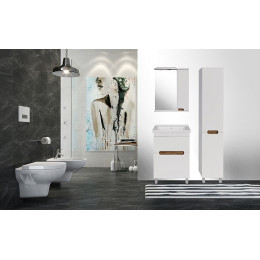 ASB-Mebel Зеркальный шкаф Вита 60 R белый/дуб золотой