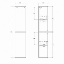 BelBagno Пенал для ванной Kraft 33/160 R Cemento Grigio