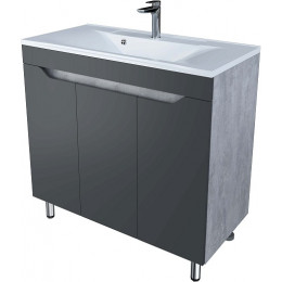 Stella Polare Тумба с раковиной Абигель 100 3 двери темно-серая/цемент