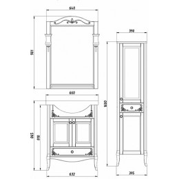 ASB-Woodline Мебель для ванной Салерно 65 антикварный орех, массив ясеня