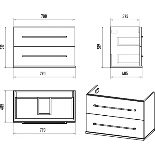 Misty Тумба c раковиной Модерн 80 подвесная белая