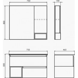 Comforty Зеркальный шкаф Турин 75 дуб бежевый