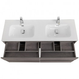 BelBagno Тумба с раковиной Kraft 140 подвесная 4 ящика Cemento Grigio двойная раковина