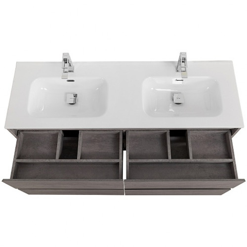 BelBagno Тумба с раковиной Kraft 140 подвесная 4 ящика Cemento Grigio двойная раковина