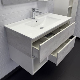 Comforty Тумба с раковиной Турин 90М подвесная дуб белый