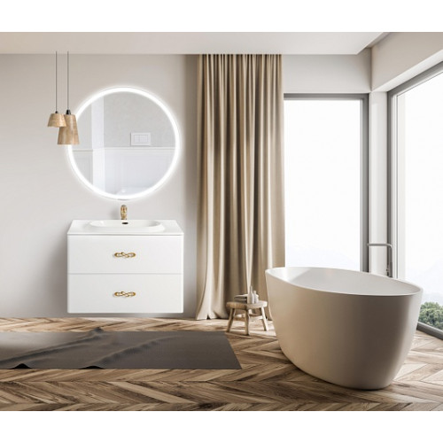 BelBagno Тумба с раковиной Onda-M 80 подвесная Bianco Lucido ручка-скоба