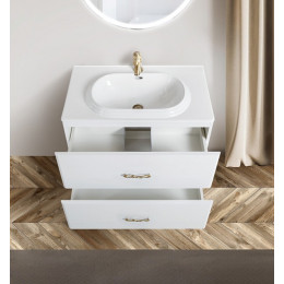 BelBagno Тумба с раковиной Onda-M 80 подвесная Bianco Lucido ручка-скоба