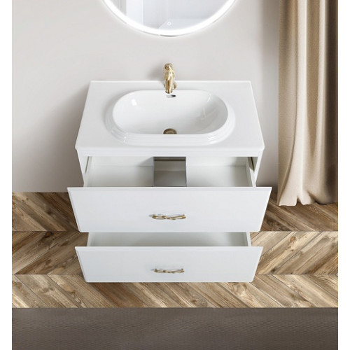 BelBagno Тумба с раковиной Onda-M 80 подвесная Bianco Lucido ручка-скоба