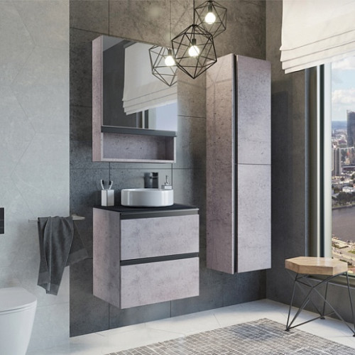Comforty Тумба с раковиной Эдинбург 60 2 9111 подвесная бетон светлый