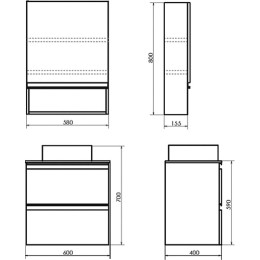 Comforty Тумба с раковиной Эдинбург 60 2 9111 подвесная бетон светлый