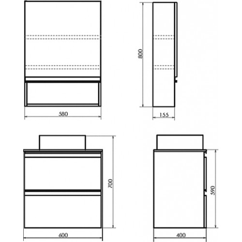 Comforty Тумба с раковиной Эдинбург 60 2 9111 подвесная бетон светлый