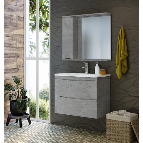 Misty Зеркальный шкаф Атлантик 80 L серый камень