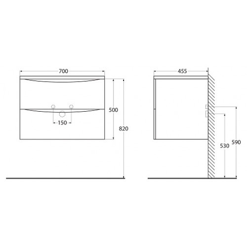 BelBagno Тумба с раковиной Acqua 70 подвесная Pino Scania