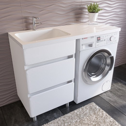 Stella Polare Тумба с раковиной Корделия 110 L под стиральную машину белая
