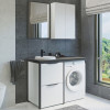 Comforty Тумба с раковиной Лозанна 120 под стиральную машину белая глянцевая