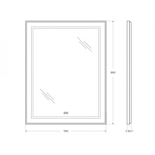 BelBagno Зеркало SPC-KRAFT-700-900-LED-TCH-WARM-NERO