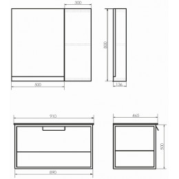 Comforty Мебель для ванной Бонн 90 (Quadro) подвесная дуб дымчатый