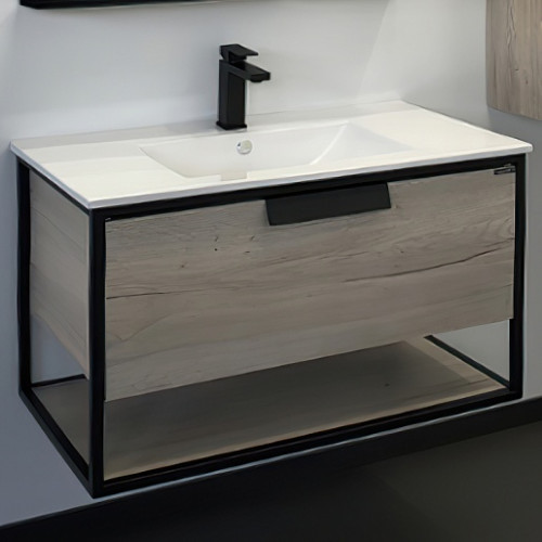 Comforty Мебель для ванной Бонн 90 (Quadro) подвесная дуб дымчатый