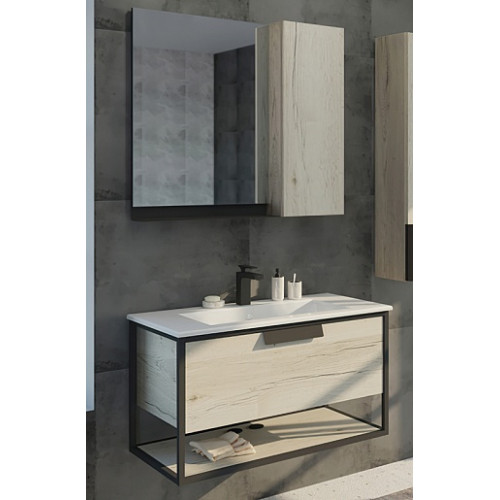 Comforty Мебель для ванной Бонн 90 (Quadro) подвесная дуб дымчатый