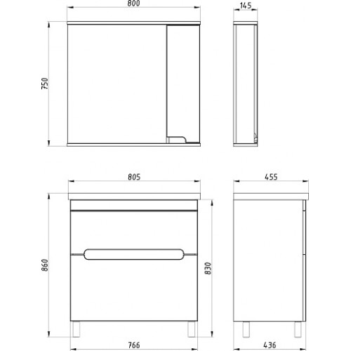 ASB-Mebel Мебель для ванной Вита 80 белая