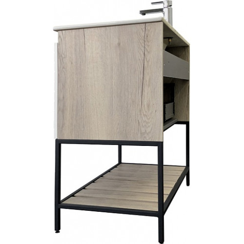 Comforty Тумба с раковиной Страсбург 90 Quadro белая матовая/дуб дымчатый