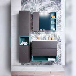 Бриклаер Зеркало-шкаф Кристалл 80 с открытым шкафчиком