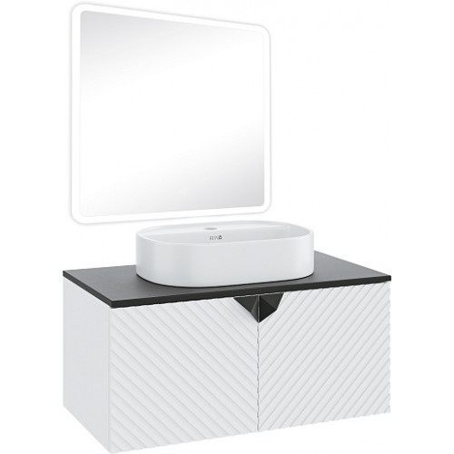 Runo Мебель для ванной Андорра 85 Nuovo подвесная белая матовая/черная