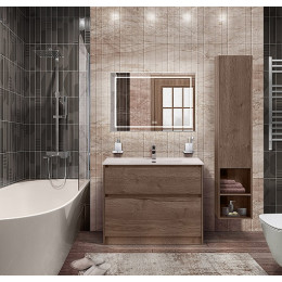 BelBagno Тумба с раковиной Kraft 100 напольная Rovere Tabacco с раковиной BB1000ETL