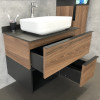 Comforty Тумба с раковиной Штутгарт 75 подвесная дуб темно-коричневый/черная