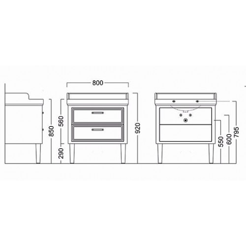 Kerama Marazzi Тумба под раковину Pompei 80, 2 ящика, белая