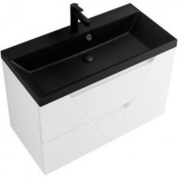 BelBagno Тумба с раковиной Vittoria 100 подвесная Bianco Opaco с раковиной BB1000/450-LV-ART-AST-NERO