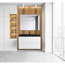 BelBagno Тумба с раковиной Vittoria 100 подвесная Bianco Opaco с раковиной BB1000/450-LV-ART-AST-NERO
