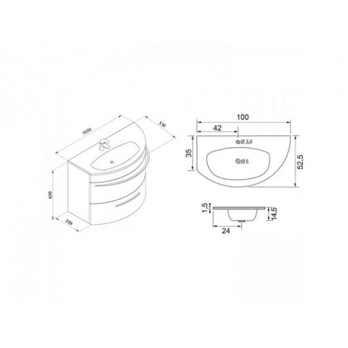 De Aqua Мебель для ванной Эскалада 100 L, зеркало Экстра EXT G 100 F