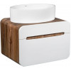 Runo Мебель для ванной Ницца 60 Ovale подвесная белая/темное дерево