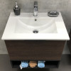 Comforty Тумба с раковиной Франкфурт 60 подвесная дуб шоколадно-коричневый/черная
