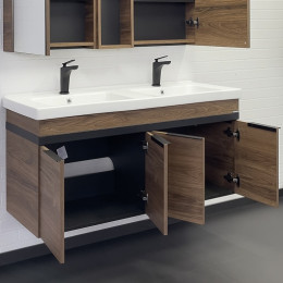 Comforty Мебель для ванной Дуэт 125 подвесная дуб темно-коричневый