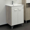 Comforty Тумба с раковиной Клеон 60Н белая матовая/дуб дымчатый