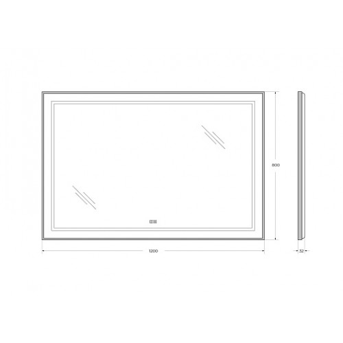 BelBagno Зеркало SPC-KRAFT-1200-800-LED-TCH-WARM-NERO