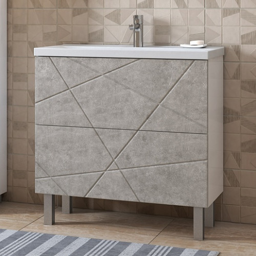 Vigo Тумба с раковиной Geometry 2-700 белая/бетон