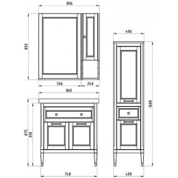 ASB-Woodline Зеркало для ванной Гранда 60 grigio серый