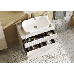 Акватон Мебель для ванной Марбл 80 Лола 60 подвесная слэйт/белая матовая
