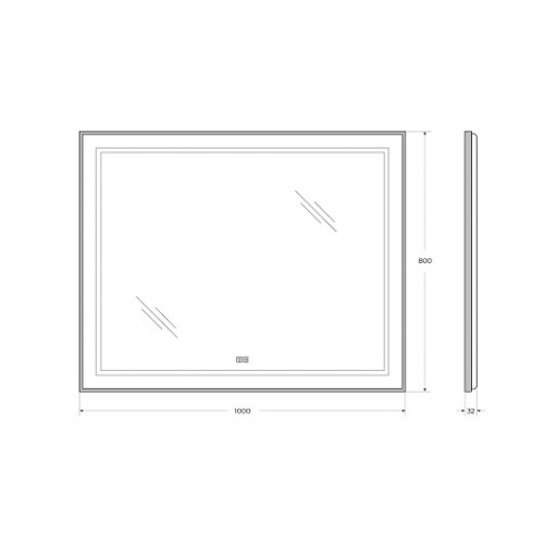 BelBagno Зеркало SPC-KRAFT-1000-800-LED-TCH-WARM-NERO