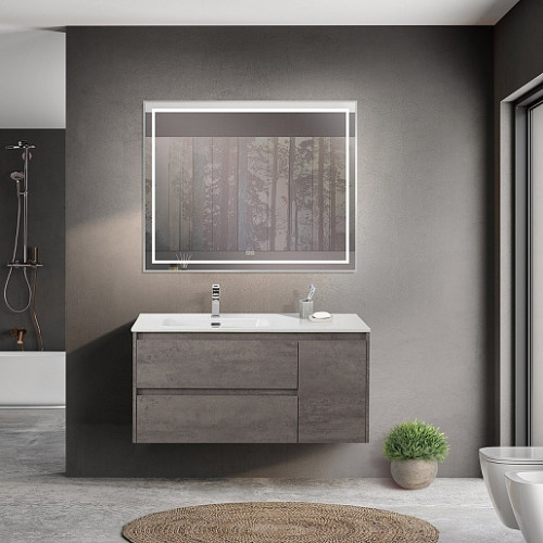 BelBagno Тумба с раковиной Kraft 100 L подвесная Cemento Grigio