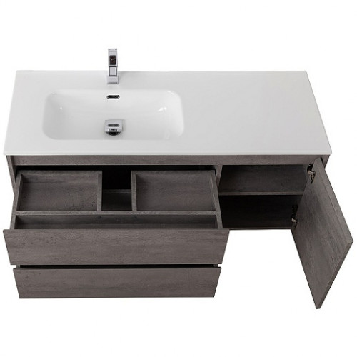 BelBagno Тумба с раковиной Kraft 100 L подвесная Cemento Grigio